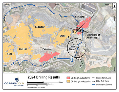 Figure 1: Plan view of the location of the Pisces exploration target (CNW Group/OceanaGold Corporation) Figure 1: Plan view of the location of the Pisces exploration target (CNW Group/OceanaGold Corporation)